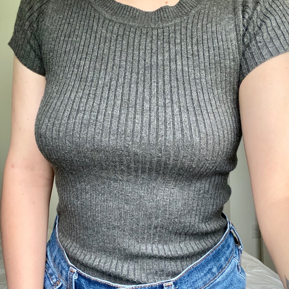Grey Ribbed Top - Picture 2 of 2
